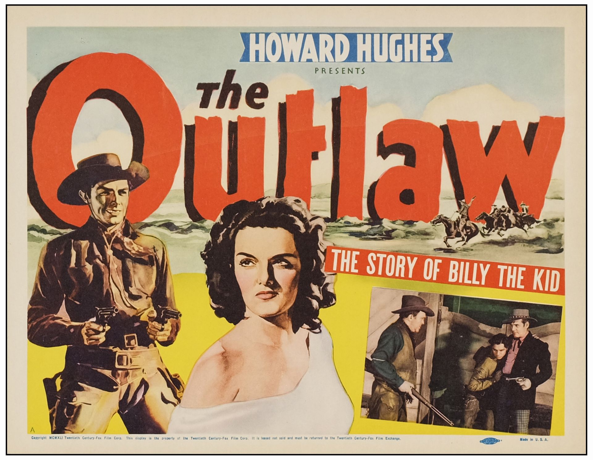 THE OUTLAW - Aborted First Release Title Lobby Card (11" x 14"); Very Fine+