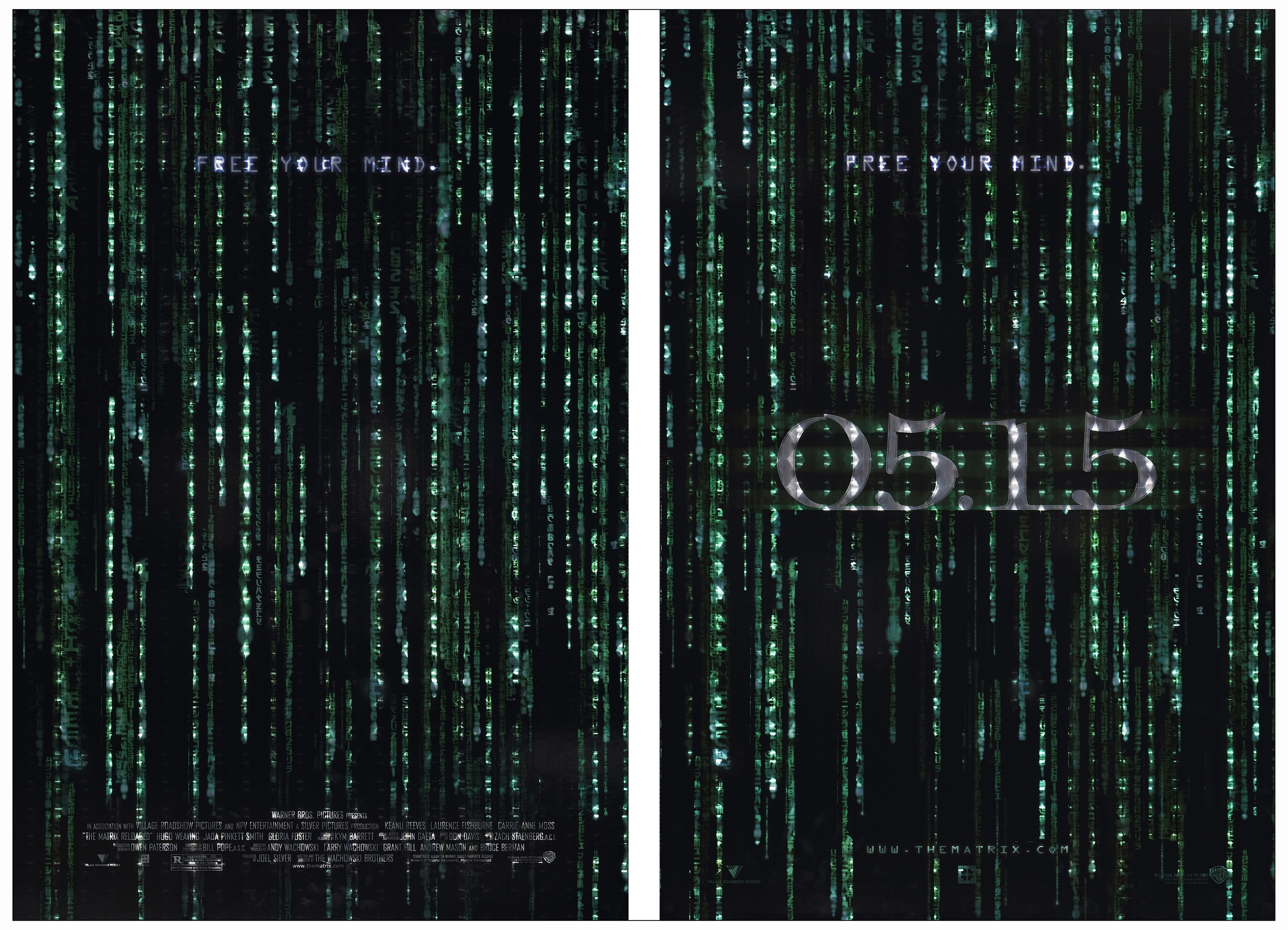 THE MATRIX RELOADED - One Sheet (2) (27" x 40"); Holofoil; Near Mint Rolled