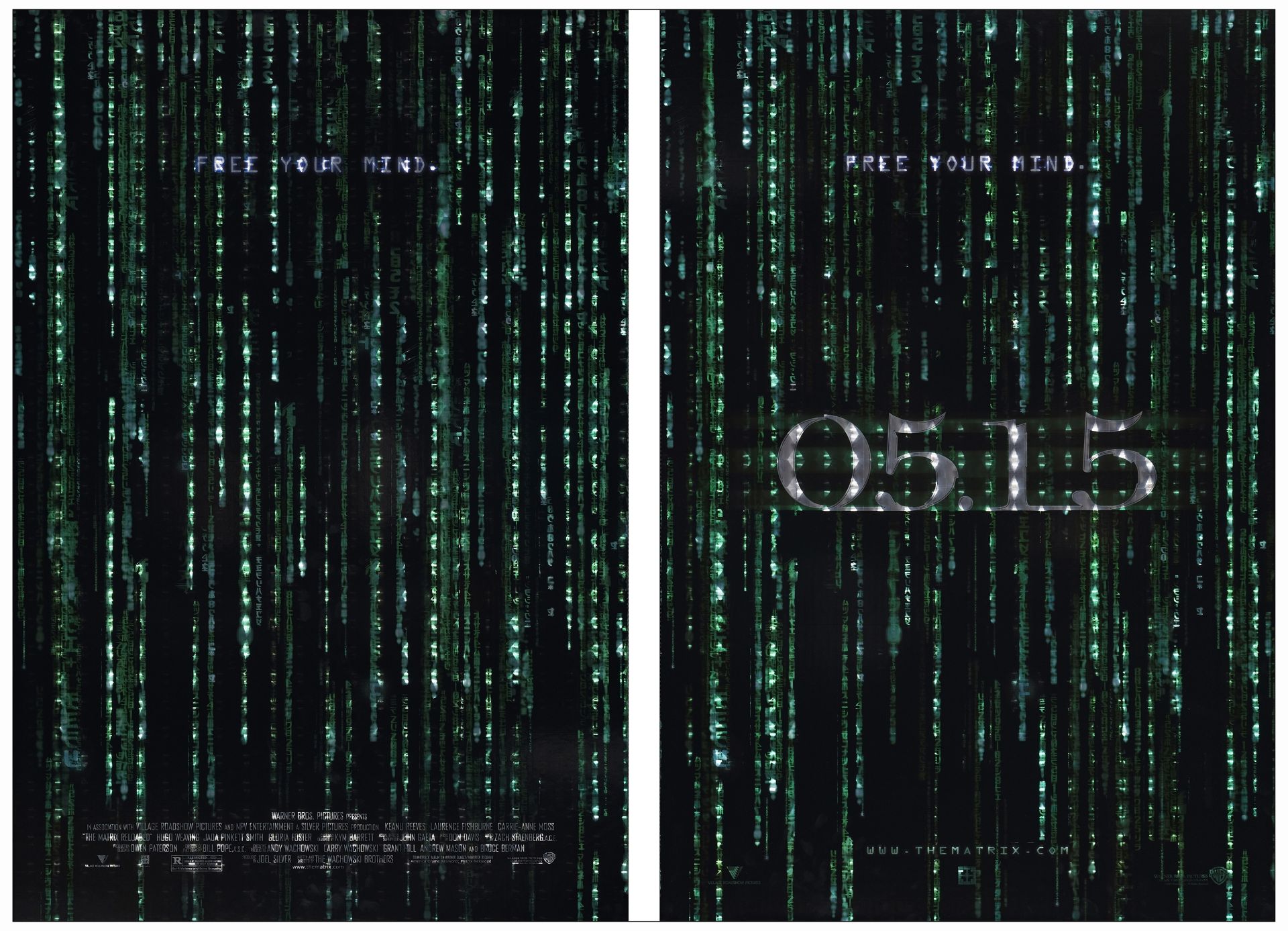 THE MATRIX RELOADED - One Sheet (2) (27" x 40"); Holofoil; Near Mint Rolled