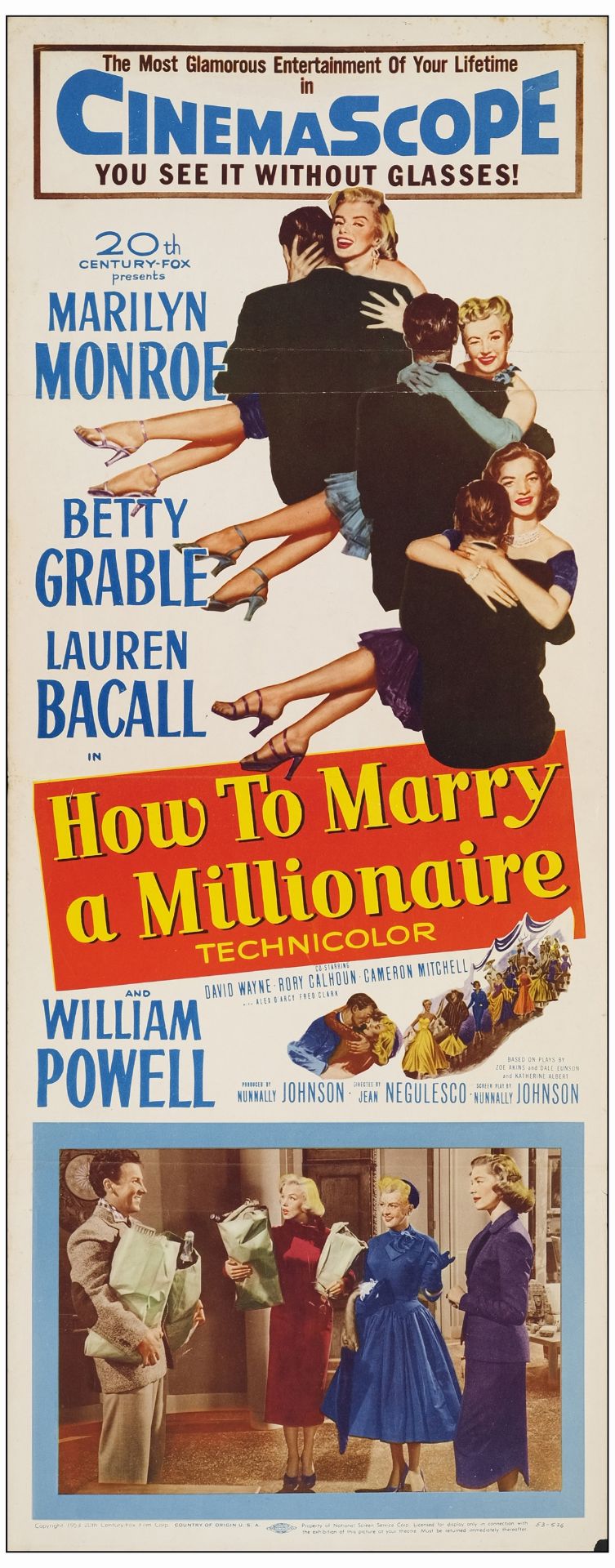 HOW TO MARRY A MILLIONAIRE - Insert (14" x 36"); Very Fine- Folded