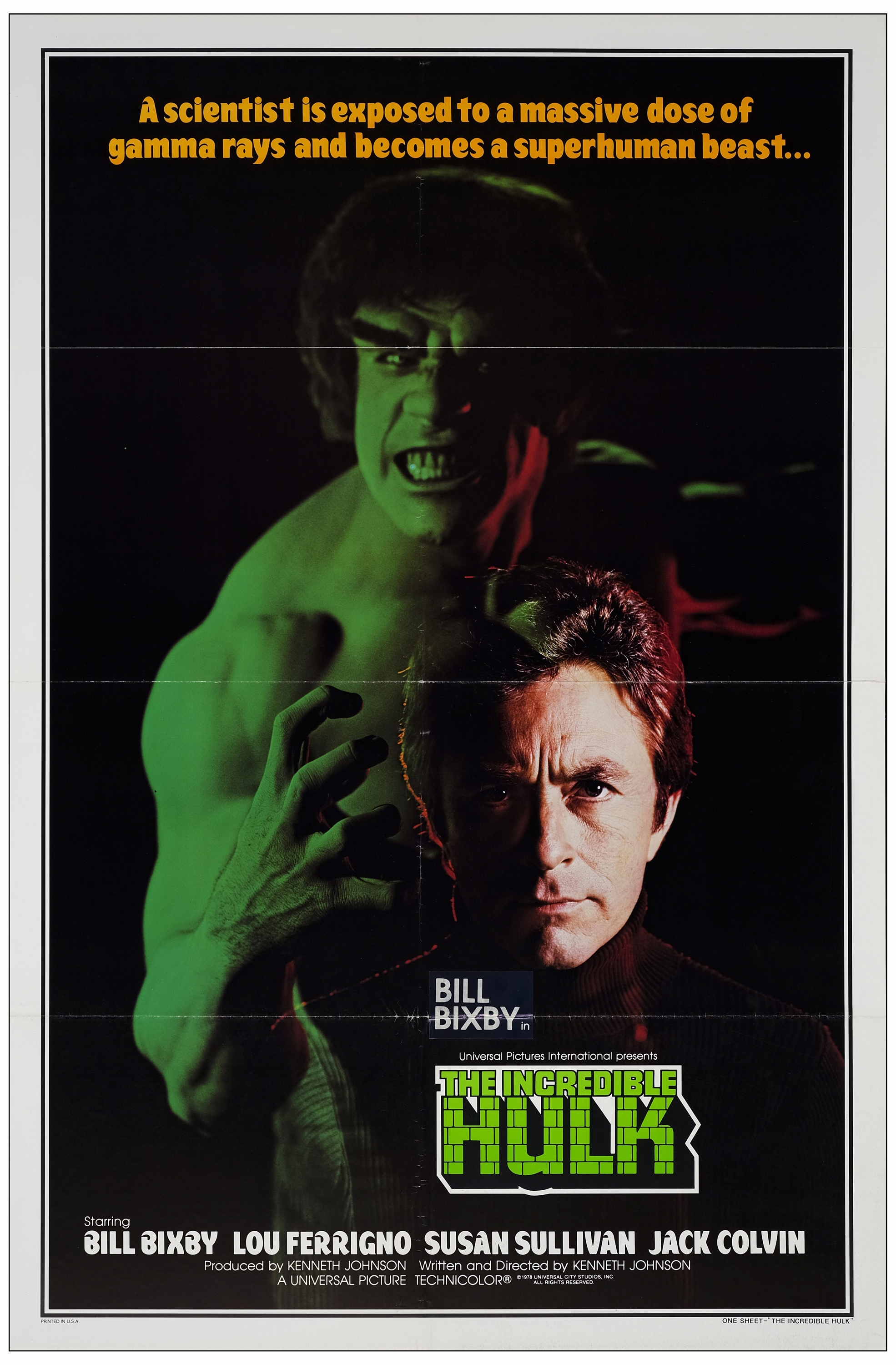 THE INCREDIBLE HULK - One Sheet (27" x 41"); International; Fine+ Folded