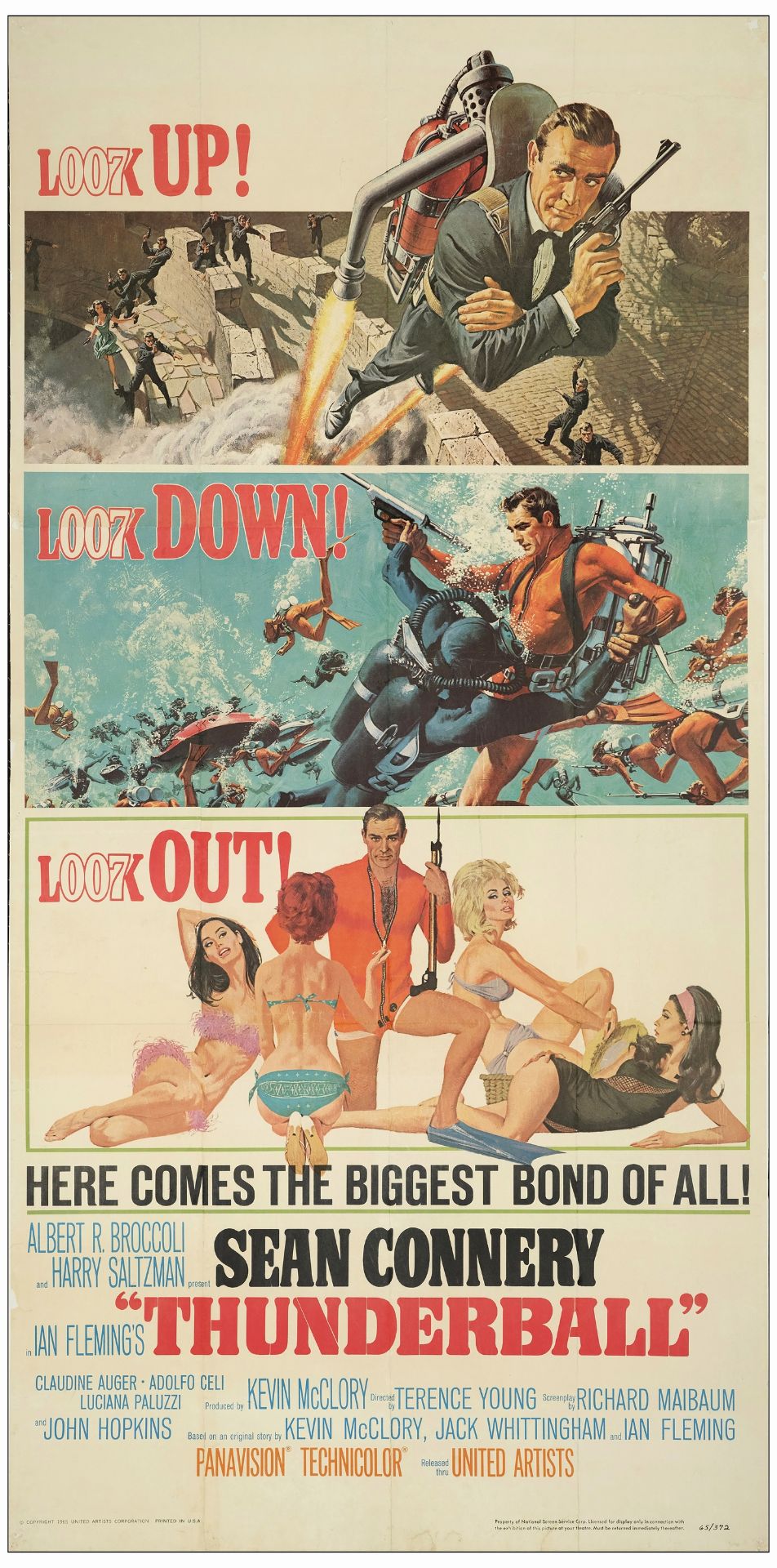 JAMES BOND: THUNDERBALL - Three sheet (41.5" x 84"); Fine on Linen