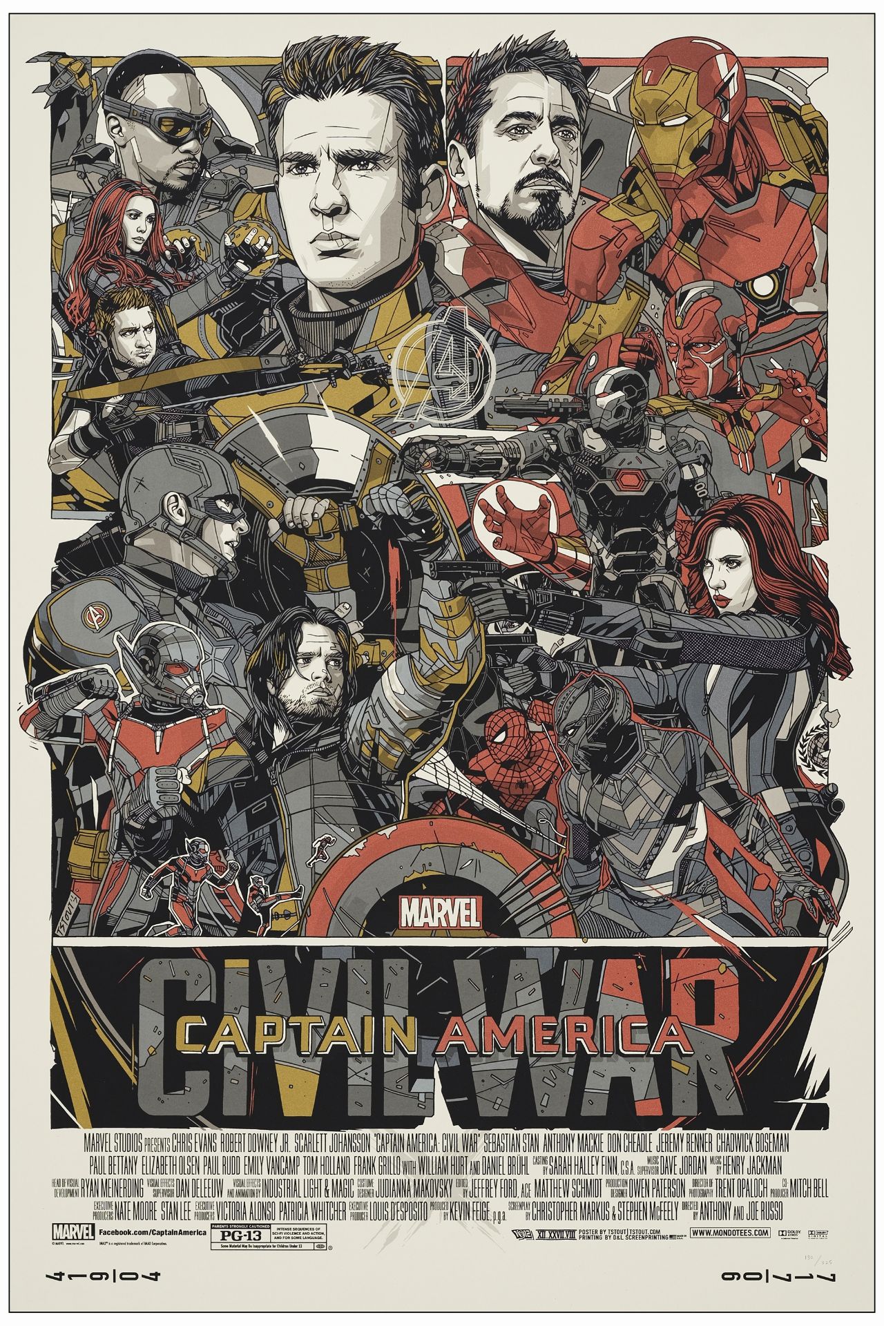 CAPTAIN AMERICA: CIVIL WAR - Art Print (24" x 36"); Varient 130/325; Very Fine+ Rolled