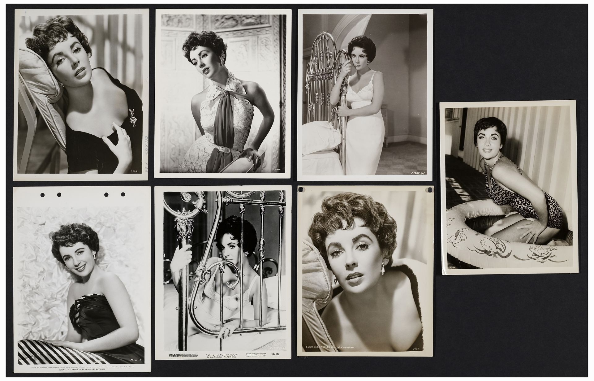 ELIZABETH TAYLOR - (8" x 10") (7) Vintage Photos (8" x 10"); Fine