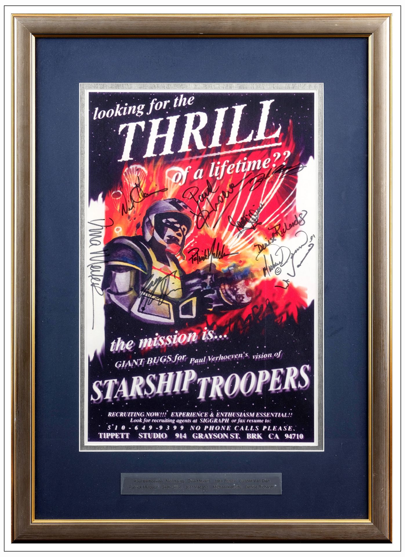 STARSHIP TROOPERS - Autographed Promotional Posters (2) (JSA COA) (21" x 27"); Framed; Very Fine+ Fr - Bild 3 aus 3