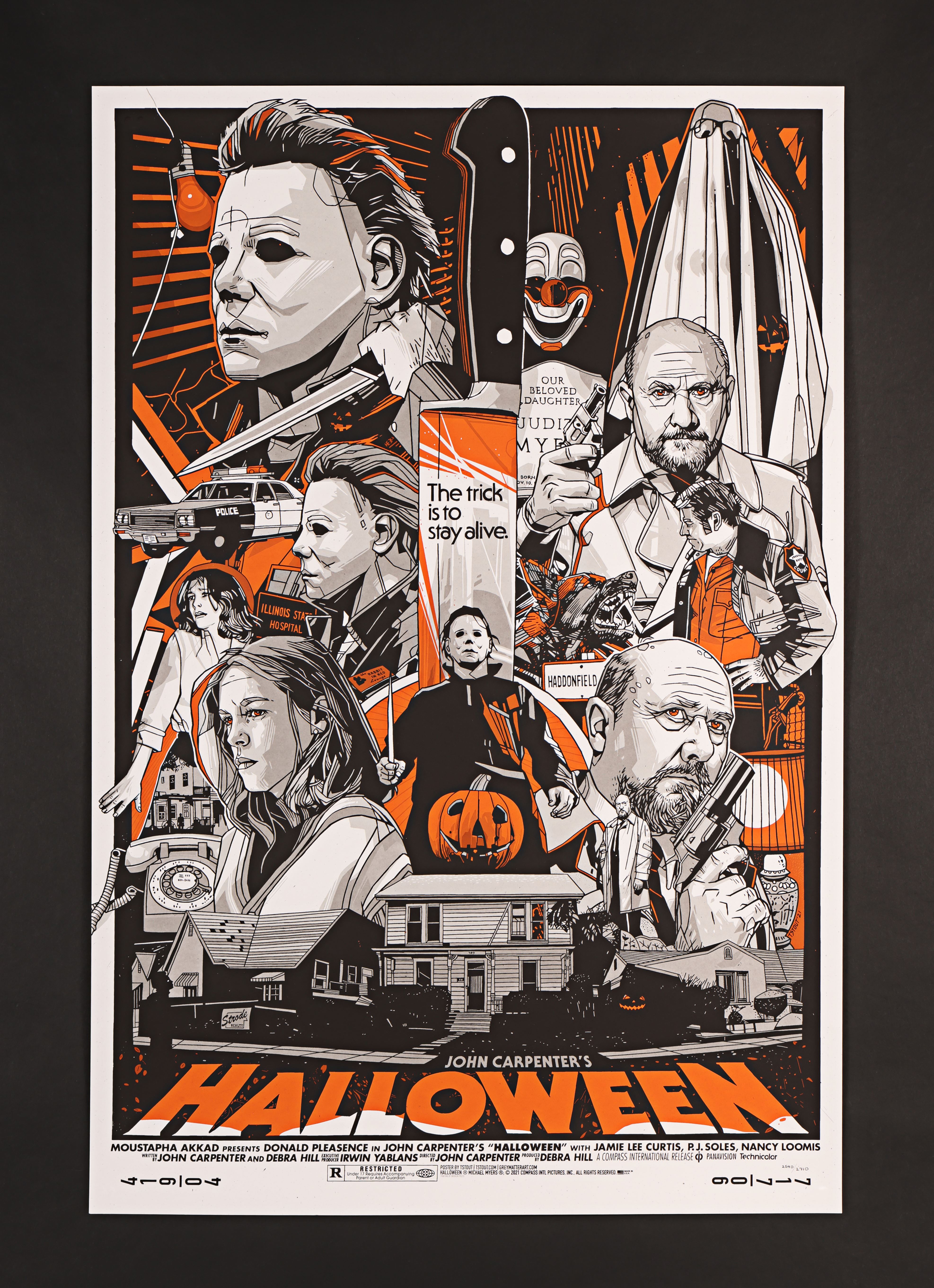 HALLOWEEN (1978) - Hand-Numbered Timed Edition Grey Matter Art Print by Tyler Stout, 2021
