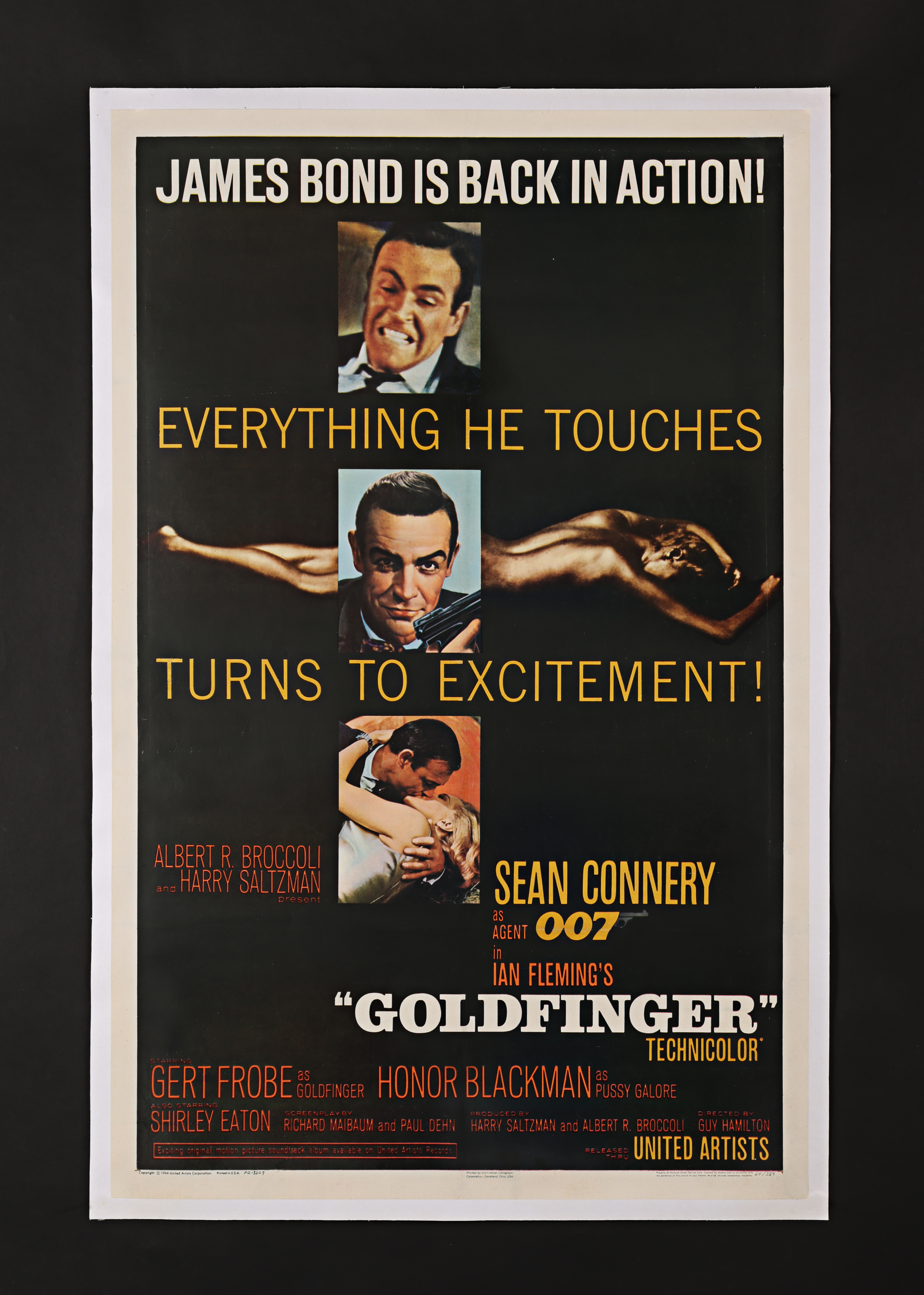 JAMES BOND: GOLDFINGER (1964) - US One-Sheet - Linen-Backed, 1964