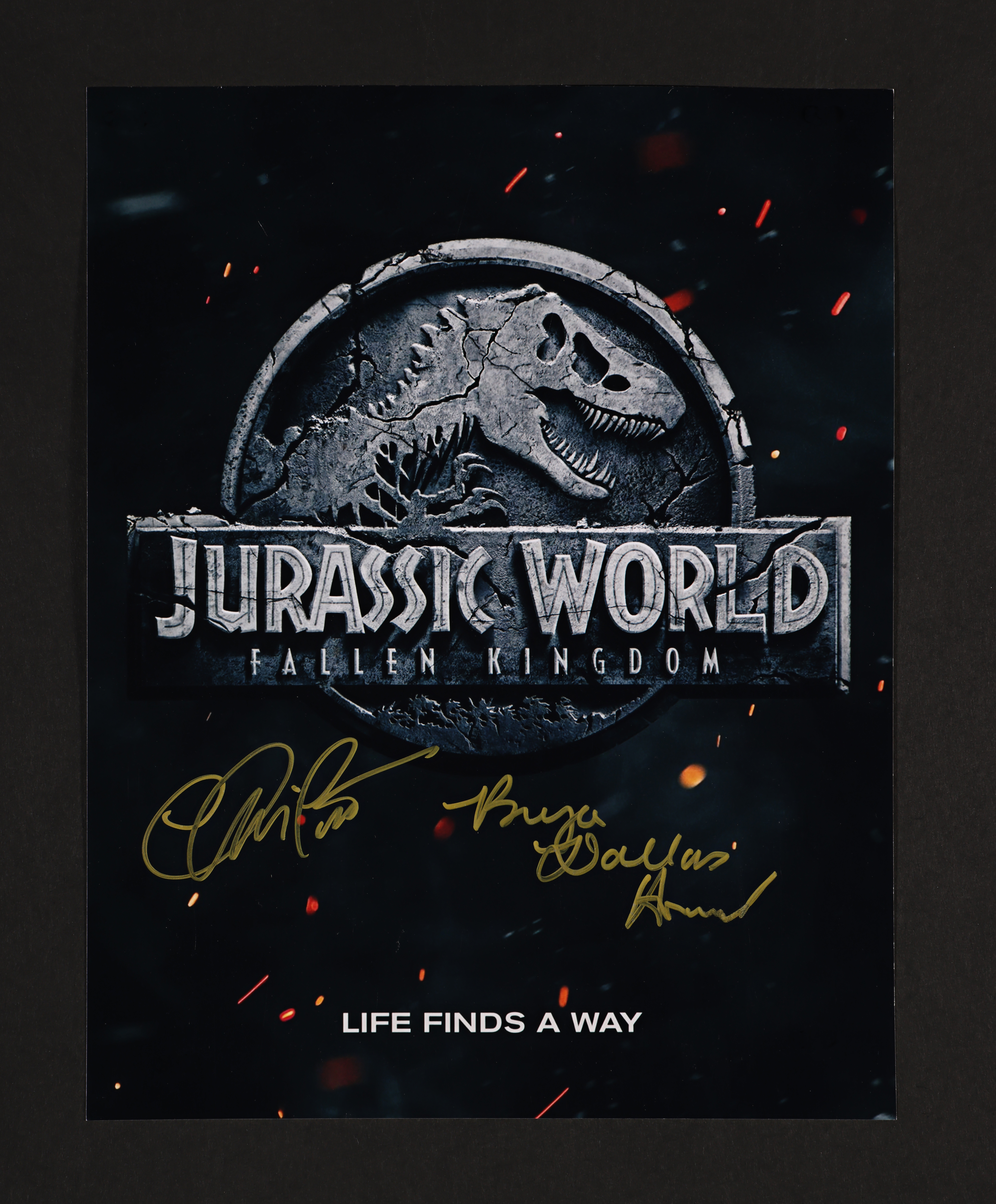 JURASSIC WORLD: FALLEN KINGDOM (2018) - Chris Pratt and Bryce Dallas Howard Autographed Mini Poster