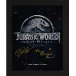 JURASSIC WORLD: FALLEN KINGDOM (2018) - Chris Pratt and Bryce Dallas Howard Autographed Mini Poster