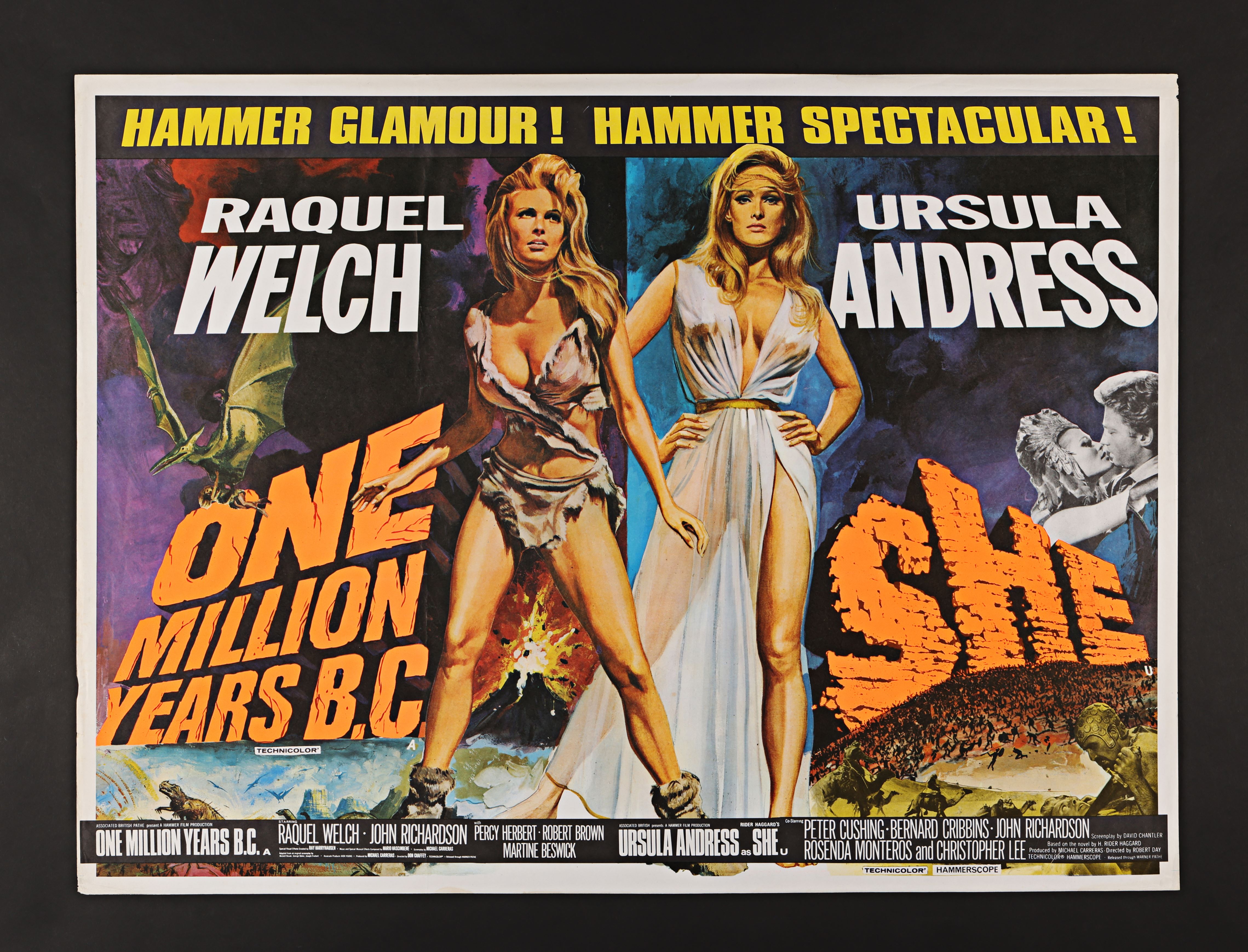 ONE MILLION YEARS B.C./SHE (1966/1965) - Double Bill UK Quad, 1966