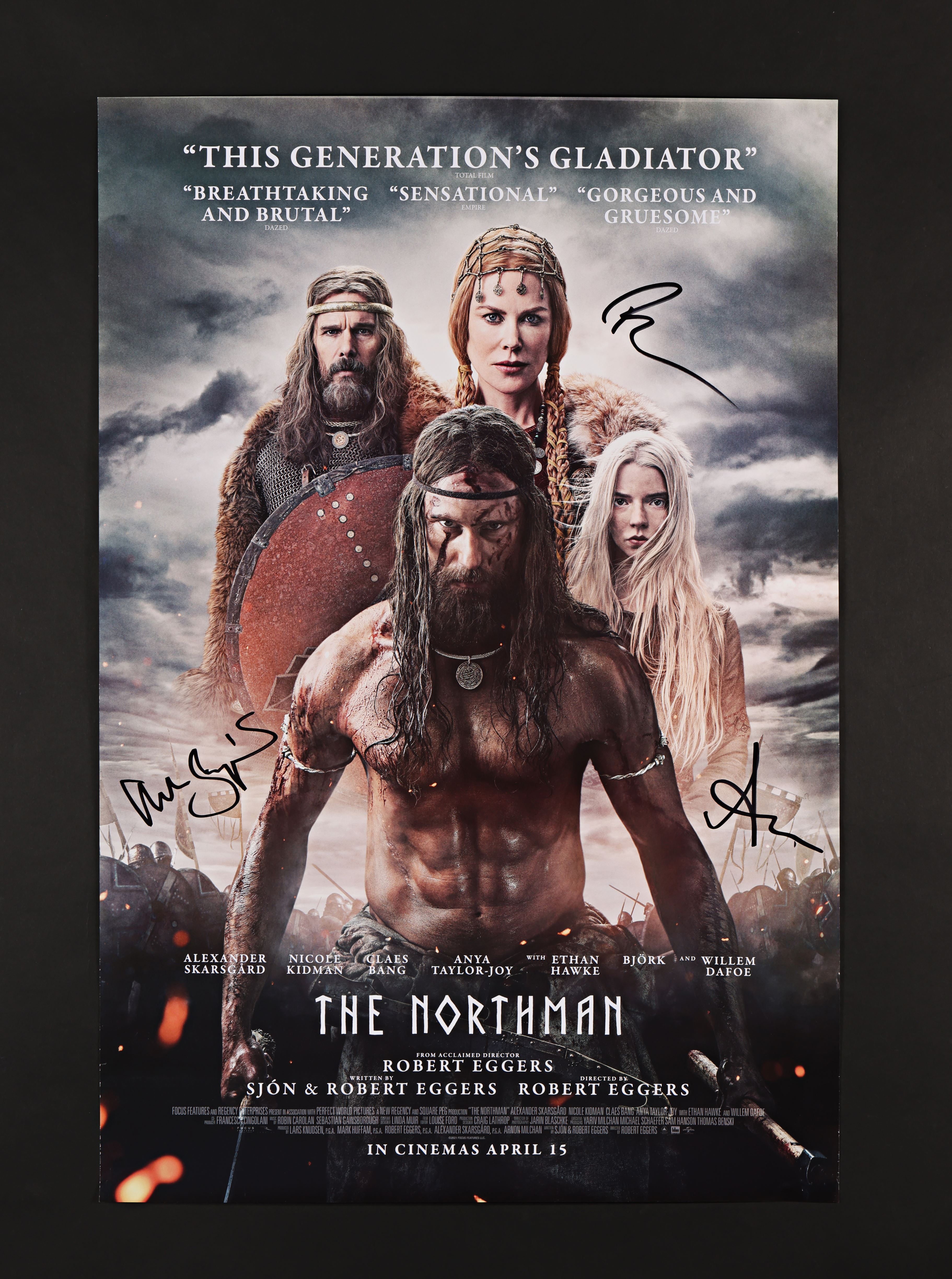 THE NORTHMAN (2022) - Alexander Skarsgård, Anya Taylor-Joy and Robert Eggers Autographed One-Sheet,