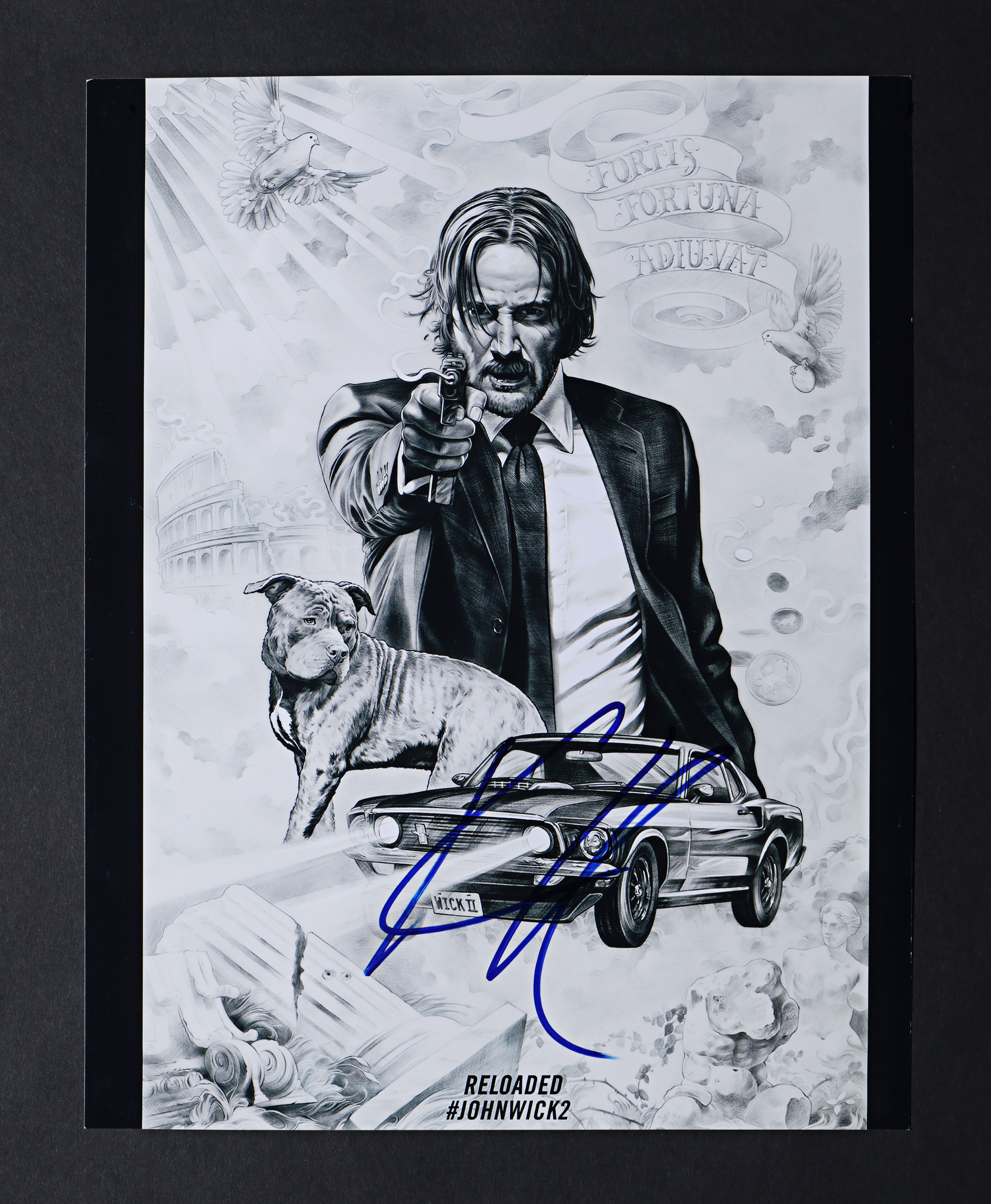 JOHN WICK: CHAPTER 2 (2017) - Keanu Reeves Autographed Mini Poster