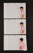 AKIRA (1988) - Three Original Shotaro Kaneda Hand-Painted Animation Cels with Drawings, 1988