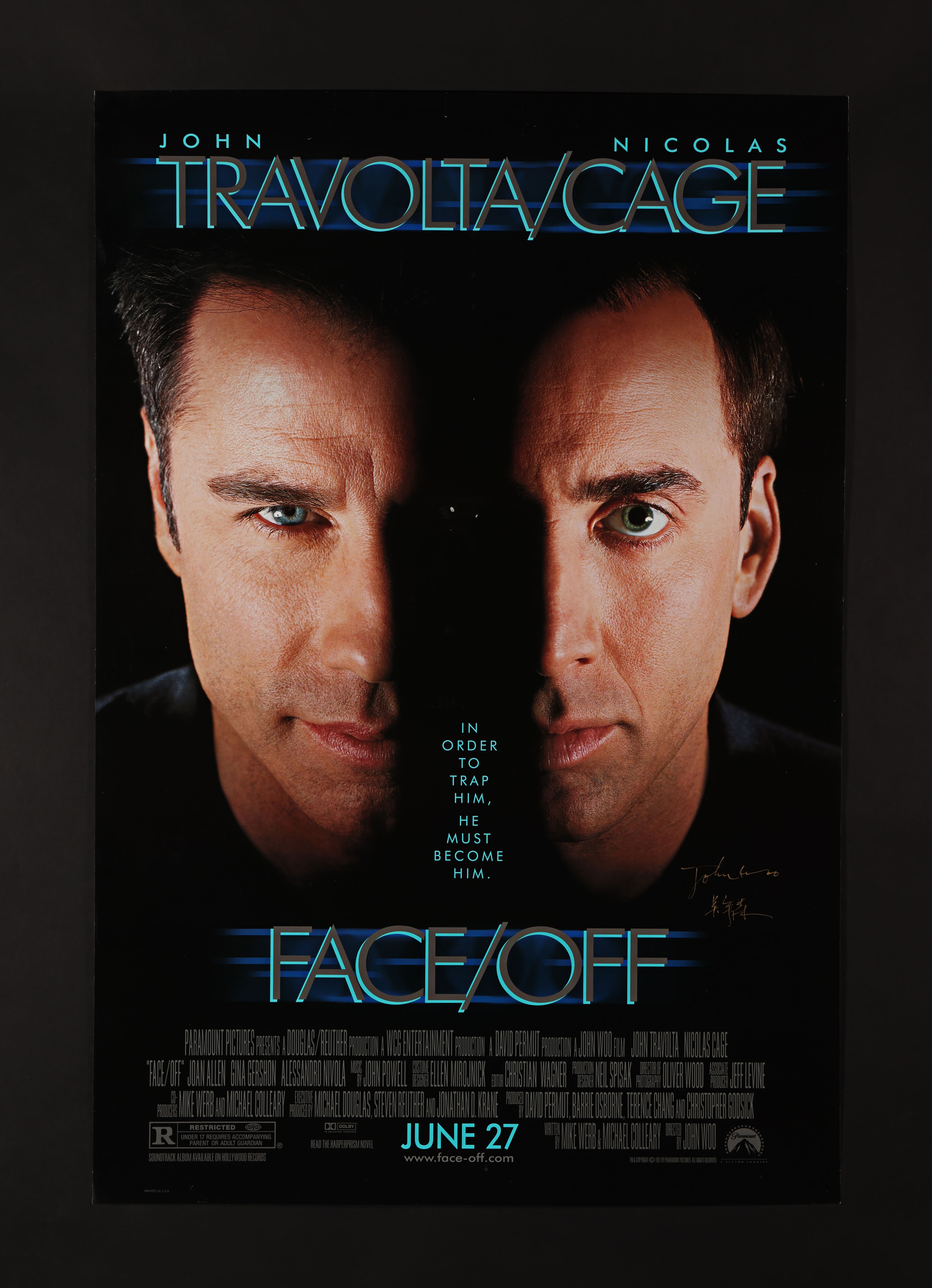 FACE/OFF (1997) - John Woo Autographed US Advance One-Sheet, 1997