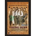 YOUNG GUNS (1988) - Kiefer Sutherland, Lou Diamond Phillips and Dermot Mulroney Autographed Mini Pos