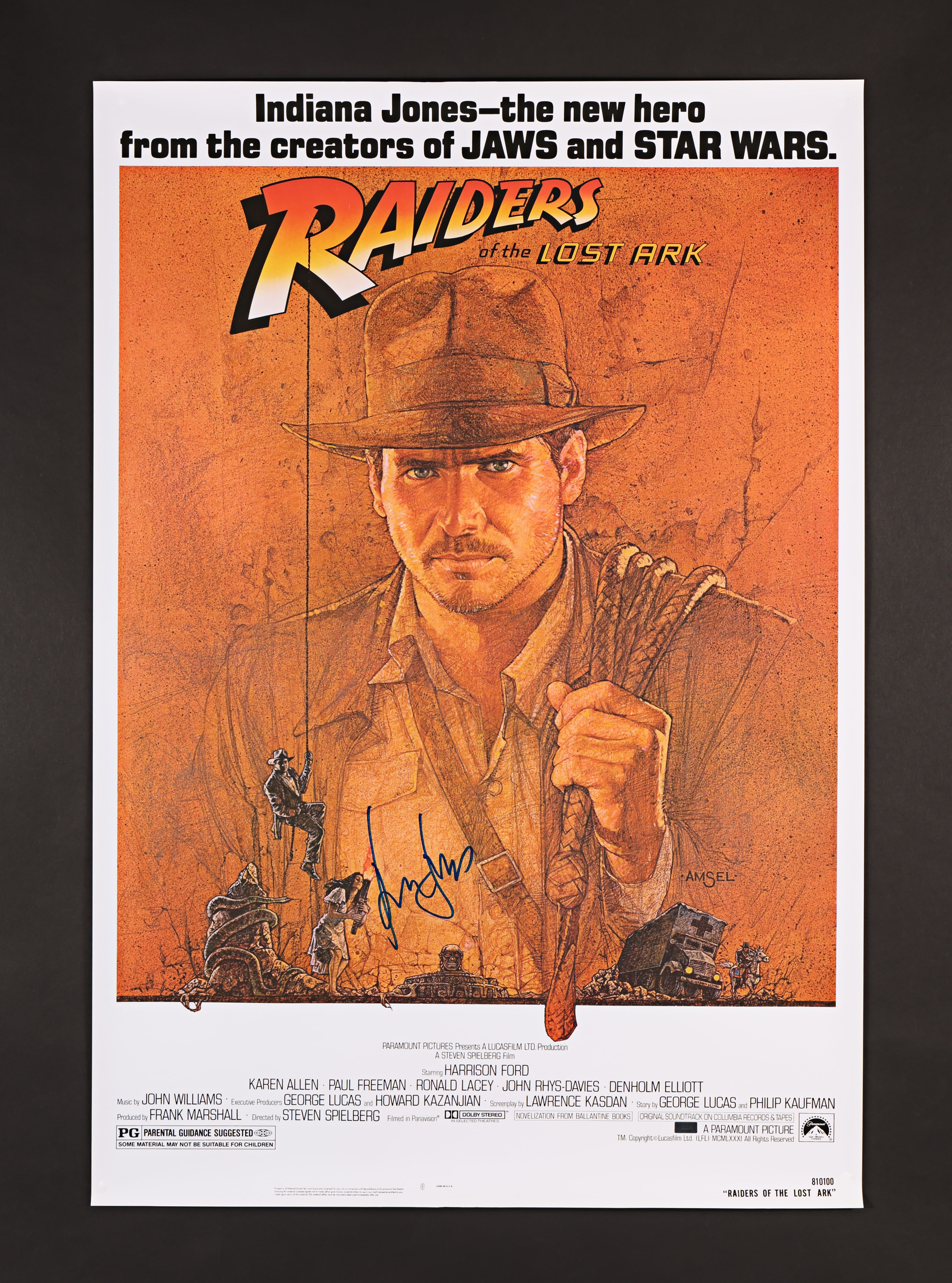 RAIDERS OF THE LOST ARK (1981) - Harrison Ford Autographed Poster