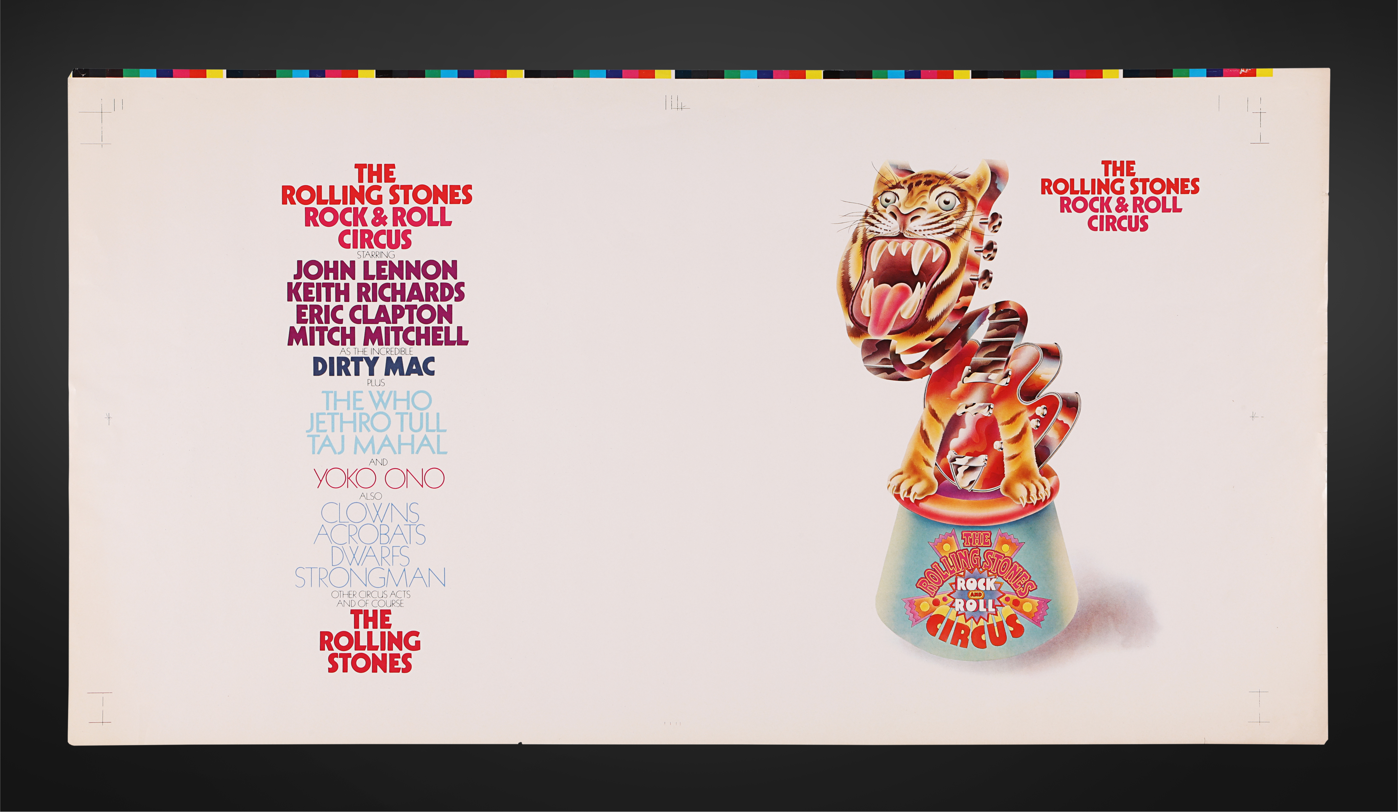 THE ROLLING STONES - Rock and Roll Circus Unreleased Album Cover Printer's Proof, 1975