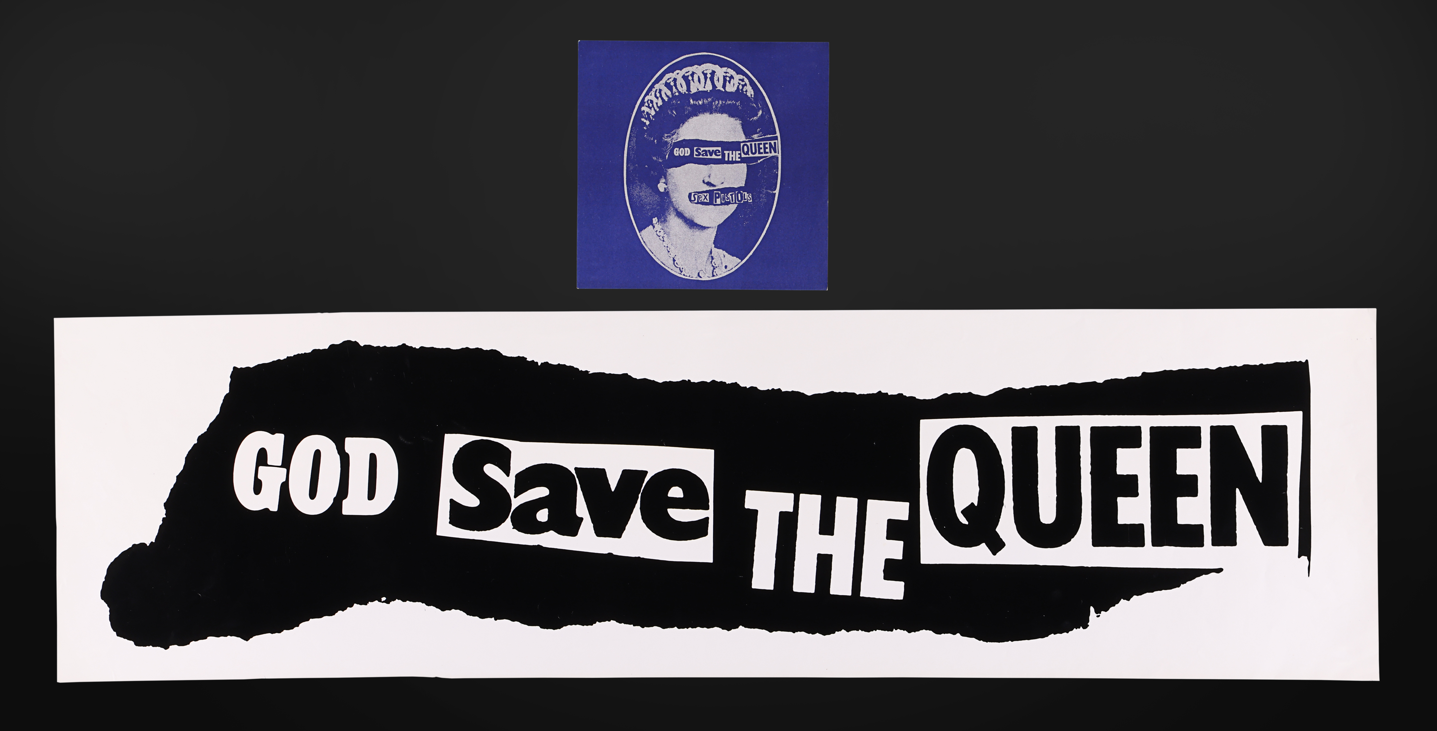 THE SEX PISTOLS - God Save The Queen Promotional Banner and 7-inch