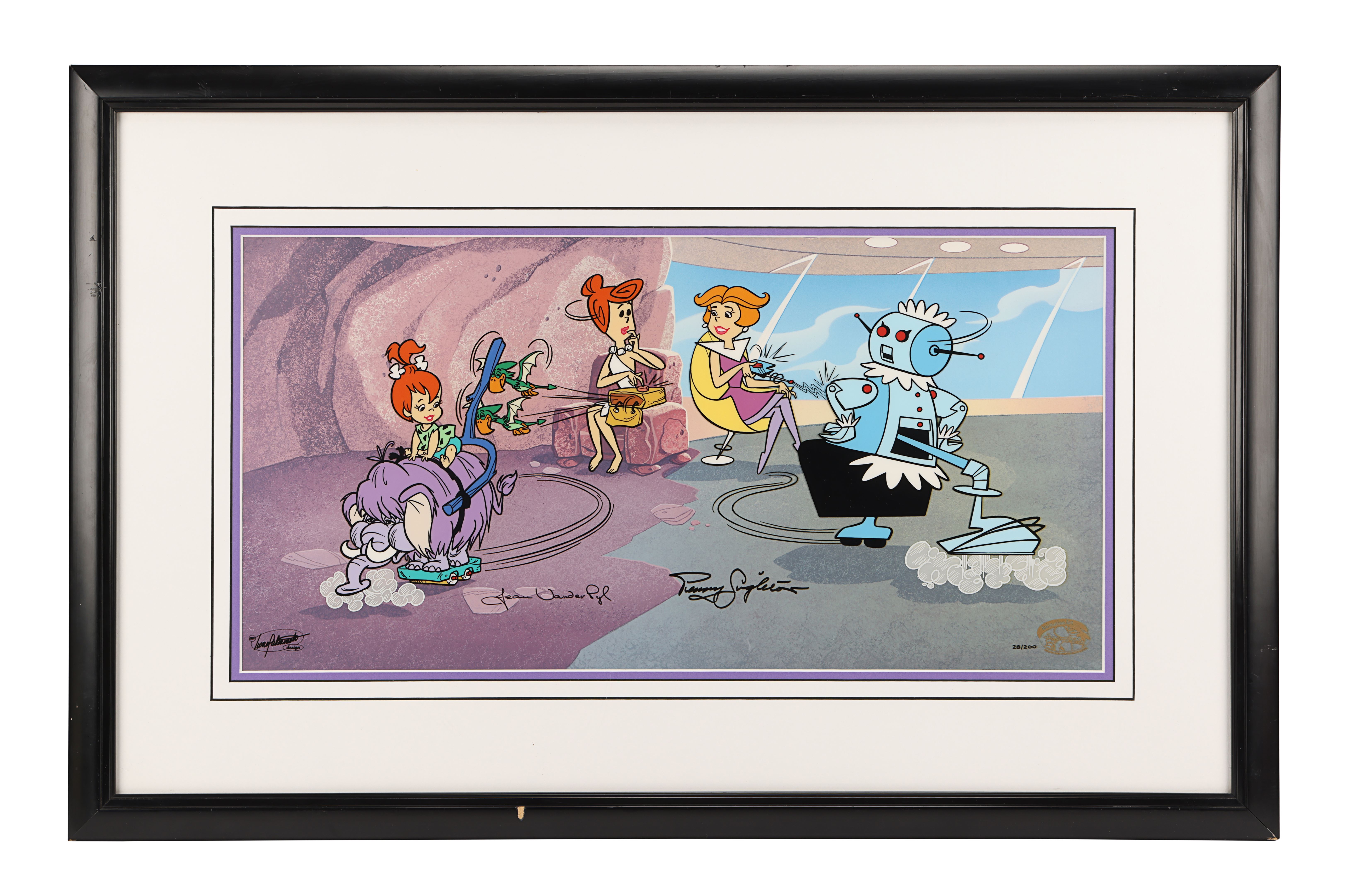 THE FLINTSTONES / THE JETSONS - Framed Limited Edition Character Study Animation Cel Autographed by
