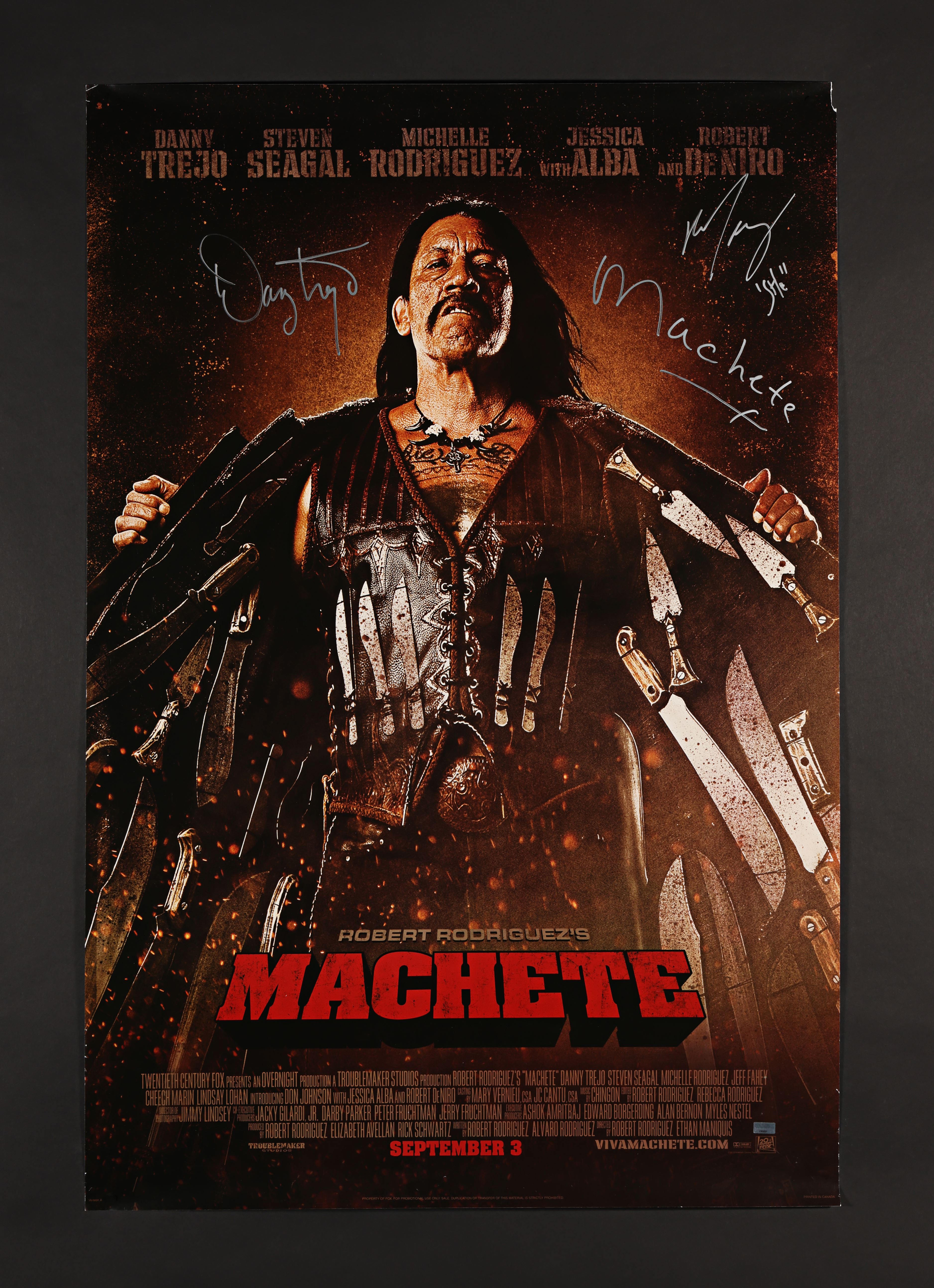 MACHETE (2010) - Danny Trejo and Michelle Rodriguez Autographed One-Sheet, 2010