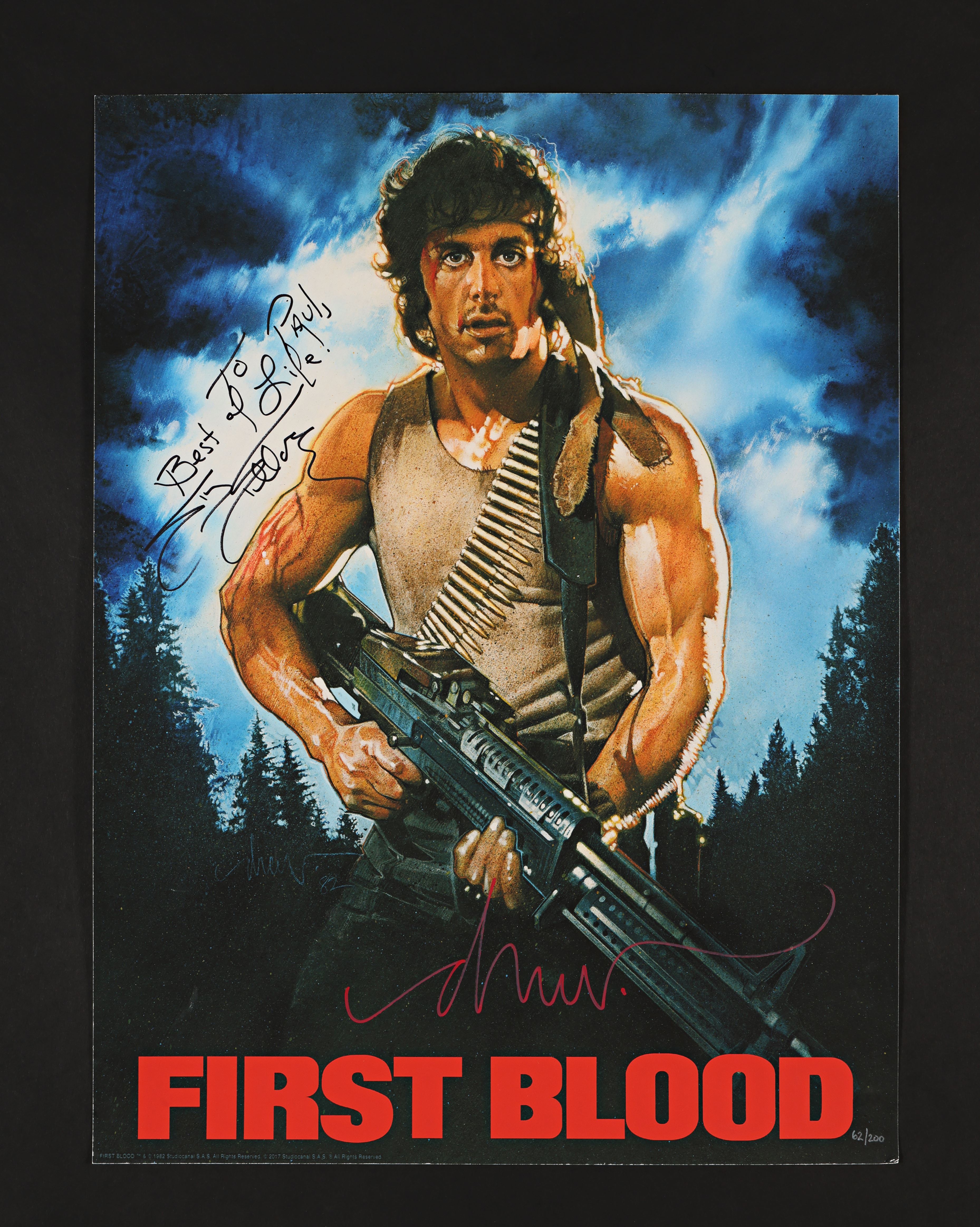 RAMBO: FIRST BLOOD (1982) - Sylvester Stallone and Drew Struzan Autographed Limited Edition Title Ed