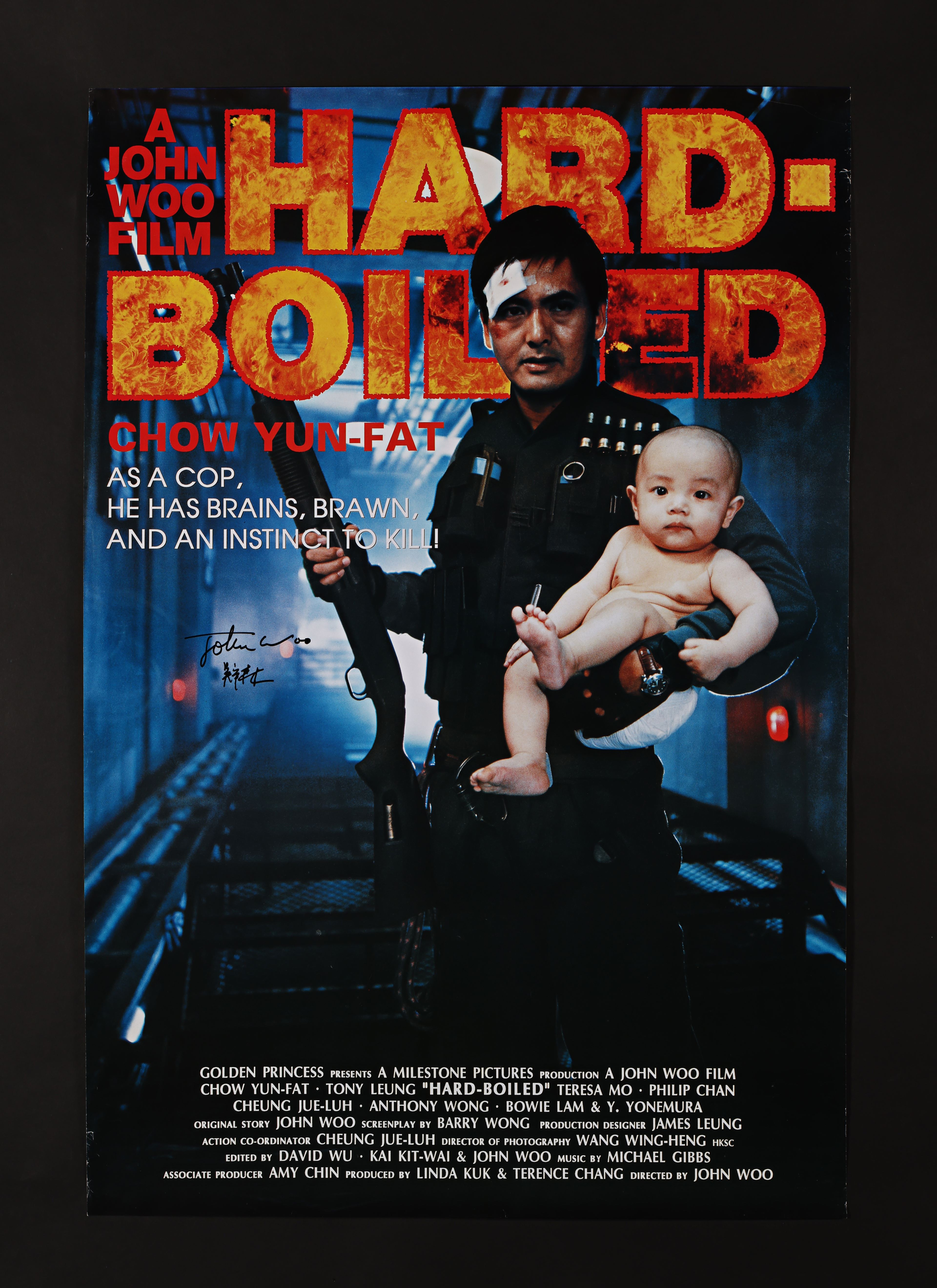 HARD BOILED (1992) - John Woo Autographed US One-Sheet, 1992