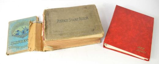 A collection of stamps, a number pre WWII, contained in a vintage album, together with two further