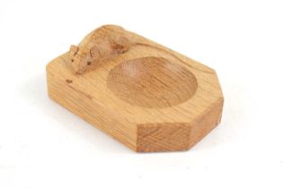 A Robert "Mouseman" Thompson, carved oak ashtray of rectangular form carved with a signature