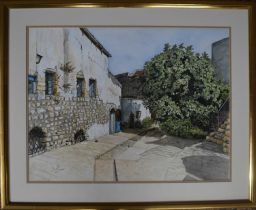 Helen Bar-Lev (20th century): Court Yard, watercolour, signed lower right, 49 by 64cm [Helen Bar-Lev