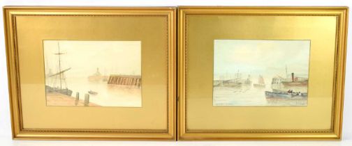 Two early 20th century watercolours, one of Scarborough Harbour and indistinctly signed lower