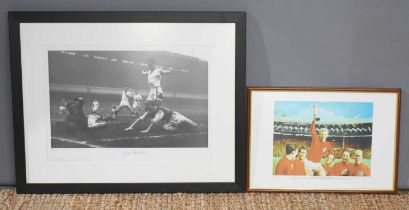 A limited edition print of 'England's 1966 World Cup Triumph', depicting the England players