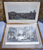 The Melton Breakfast, a 19th century print, engraved by Chas E Lewis, 50 by 74cm, together with