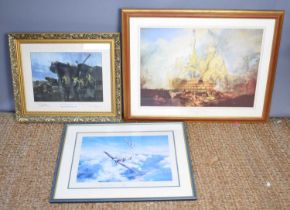 A group of three collectable prints comprising after J.M.W.Turner: lithograph of 'The Battle of