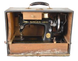 A Singer sewing machine.