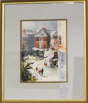 Weston (20th century): Street scene, watercolour, signed, 34 by 25cm.