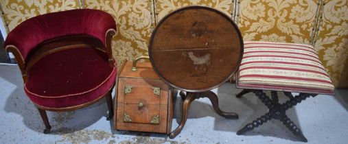 A Victorian and brass purdonium, an early 19th century tilt top occasional table, with tripod