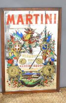 A vintage Martini Rossi glass advertising pub sign, 85cm by 54cm.