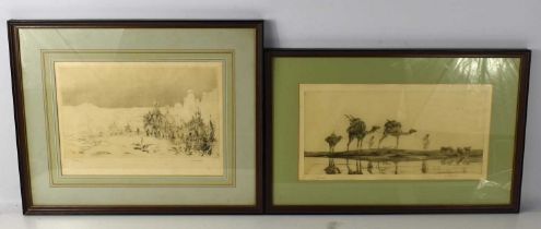 Edward Julius Detmold (1883-1957) Two framed and glazed etchings depicting Arabian scenes with