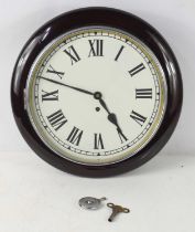 An early 20th century wall clock with Garrard movement, the unsigned white enamel dial with Roman