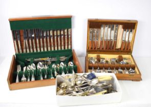 Two canteens of cutlery to include a Mid-Century example by C. Havenhand together with a group of