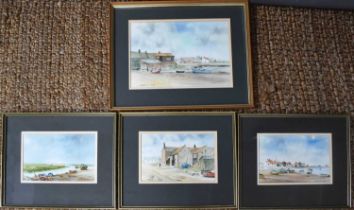 Brian E Day (20th century): four watercolours depicting various scenes: Floats at Brancaster,