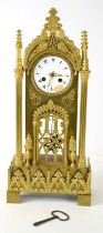 Attributed to Charles Stanislas Matifat (1820-1897): a French 19th century gilt bronze mantle clock,