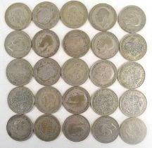 A quantity of King George V and George VI silver halfcrowns, 345g