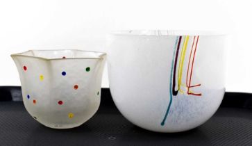 A Bertil Vallien for Kosta Boda, 'Rainbow' pattern bowl, and a Catti Aselius Lidbeck for Kosta