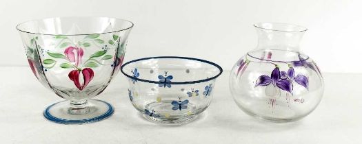 Eva Englund and Arne Lindblom for Orrefors, Sweden glassware, to include a pedestal bowl, squat