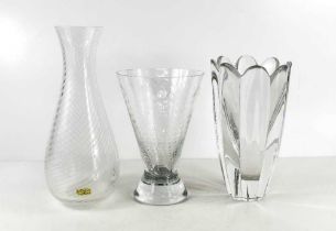 Two Kosta Boda glass vases, one by Ulrica Hydman Vallien, signed to the base and numbered 78654, one