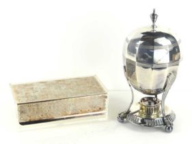 A WMF Mid-Century silver plate and perspex box together with a silver plate egg coddler.