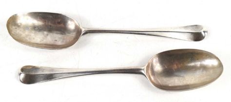 A Queen Anne silver serving spoon, in the Hanovarian rat tail pattern, Henry Clarke I, London