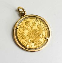 An Austro Hungarian 1915 Ducat, mounted in 14ct gold pendant mount, total weight 5.4g.