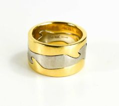 A Georg Jensen 18ct gold Fusion ring by Nina Koppel, the three-parts in yellow and white gold,